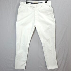 Luca Faloni White Summer Chinos Slim Fit Cotton Trousers Made in Italy Men 30